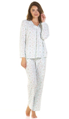 La Marquise Pleated Susan Cotton Rich Long Sleeve Pyjama